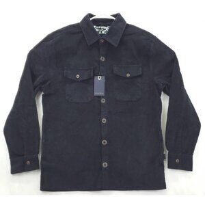 NEW Stone Rose Shirt Mens Medium Blue Corduroy Stretch Long Sleeve Button-Up